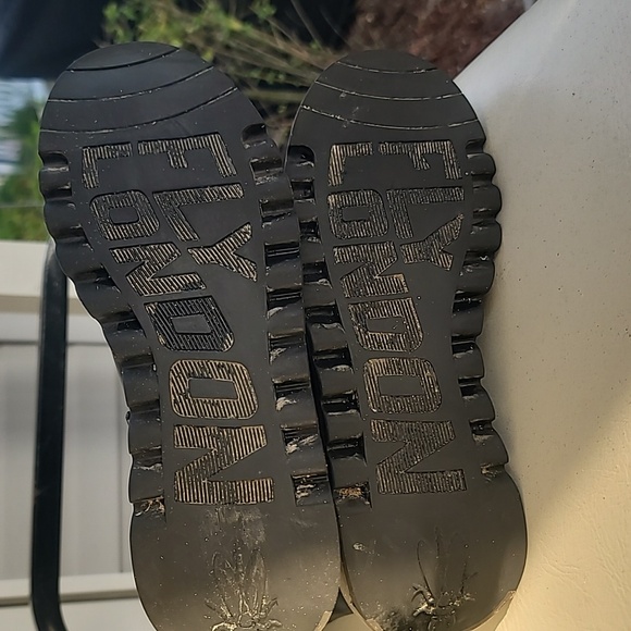 Fly London Womens  Sz 9 Black Mid-Calf Buckle Zipped Wedge Leather Boot Lug Moto - Picture 9 of 14